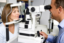 Woman receiving Eye Exam